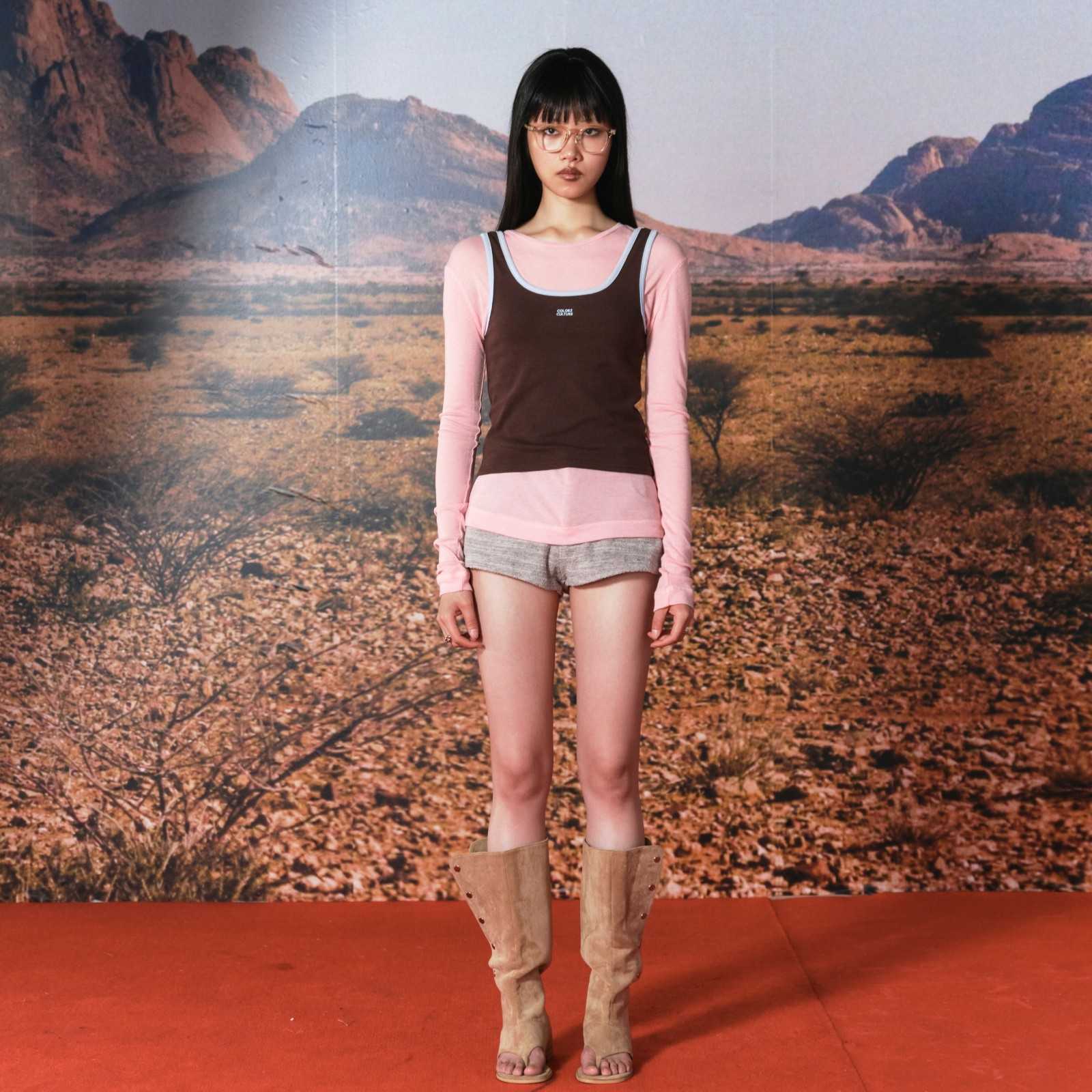 MINI RIB TANK TOP - BROWN