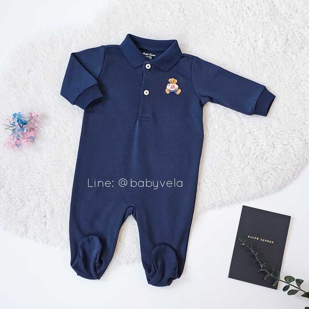 Polo Bear Soft Cotton Footed Coverall (Refined Navy)