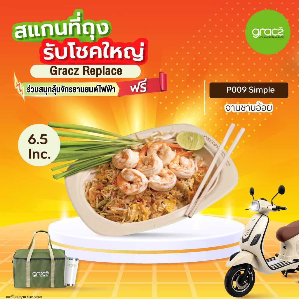 จานเยื่อพืช 6.5 นิ้ว  รุ่น P009