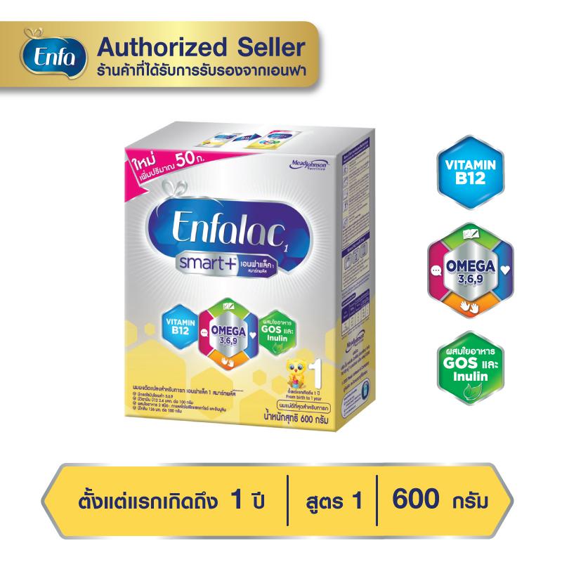 นมเอนฟาแล็ค สมาร์ทพลัส นมสูตร 1 นมผงเด็ก ขนาด 600 กรัม Enfalac Smart+ 1 นม เอนฟา แล็ค นมผง Enfa lac