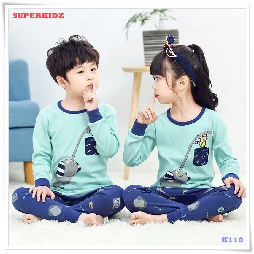 K110 ชุดนอนเด็ก ชุดนอนเด็กสไตส์เกาหลี ผ้านิ่มใส่สบาย ลายน่ารัก 100% COTTON  By Superkidz