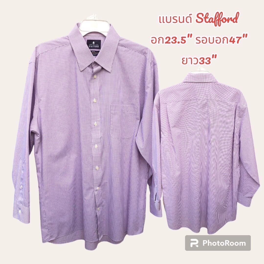 เสื้อเชิ้ตลายสก็อตแขนยาว แบรนด์ห้างงานนอกมือ2เกรดA สินค้าพร้อมจัดส่ง