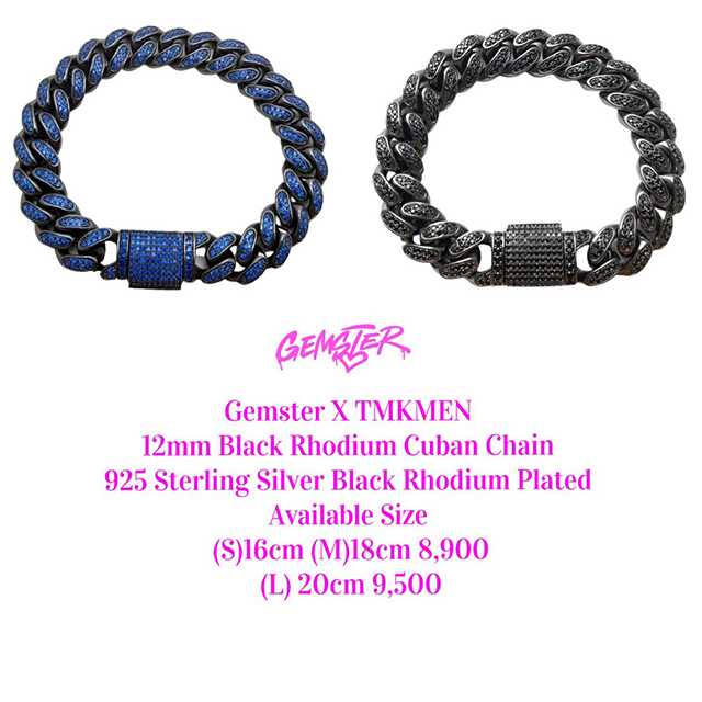 [พร้อมส่ง] GemsterxTMKMEN 12mm Black Rhodium Cuban Chain Bracelet