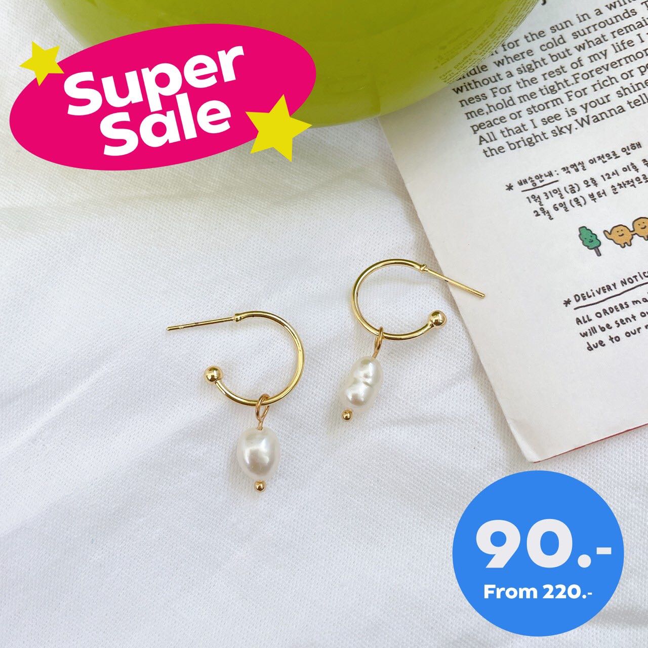 Mini open hoop pearl drop