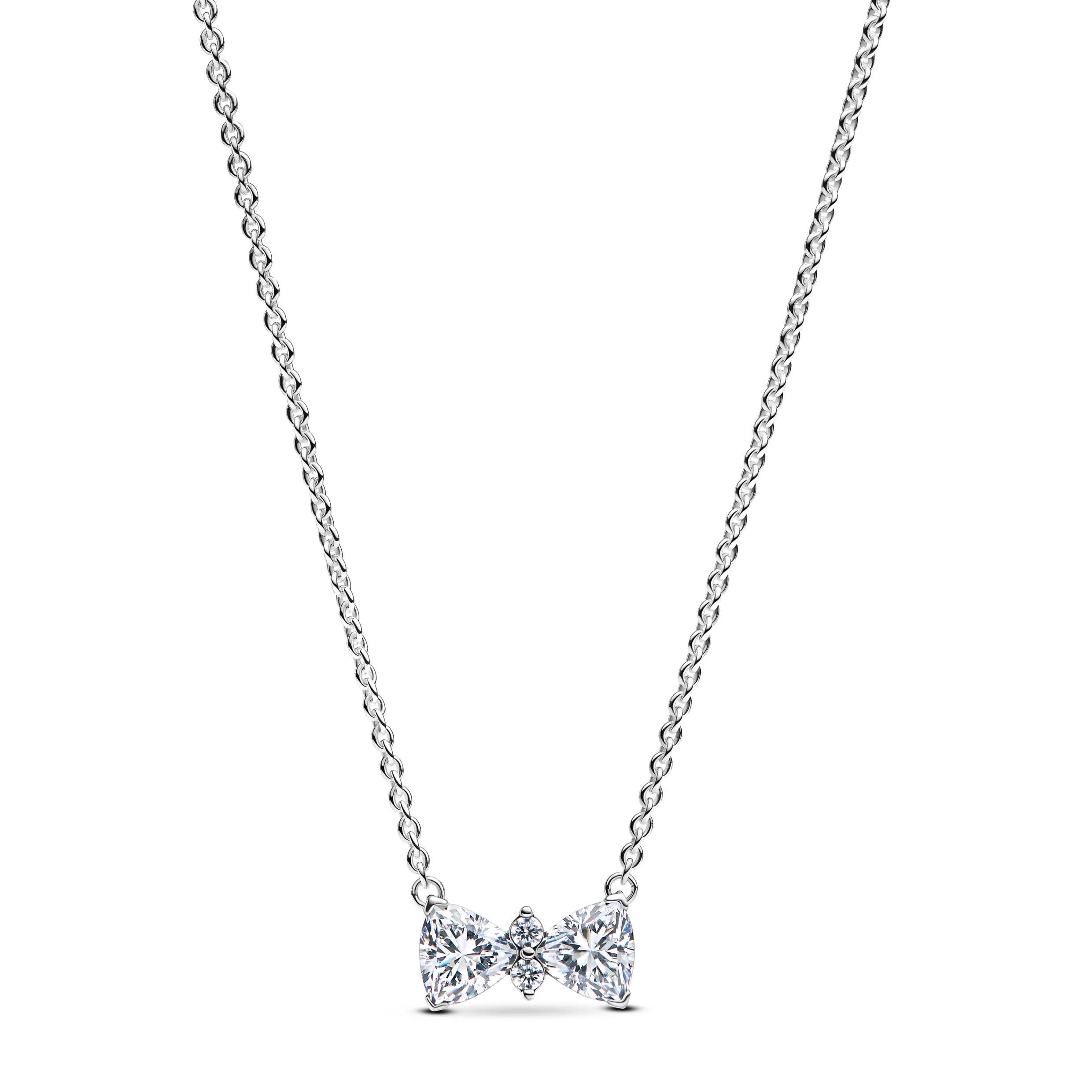 Bow sterling silver collier with clear cubic zirconia