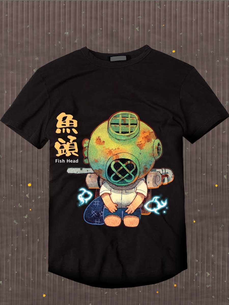 เสื้อลายเด็กชายหัวประดาน้ำ⚫️ เสื้อสีดำ Collection 'FishHead'