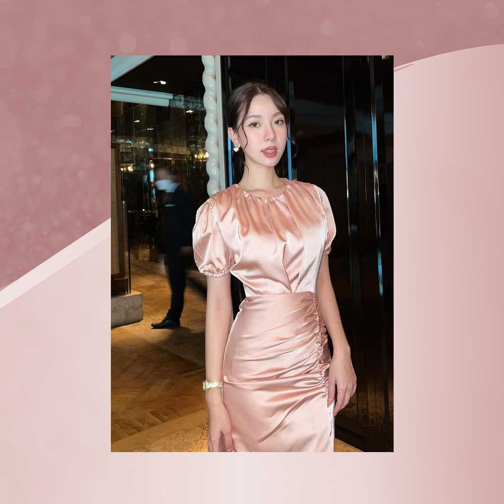 Anne Dress Size S Size L สีชมพู Firrr Official