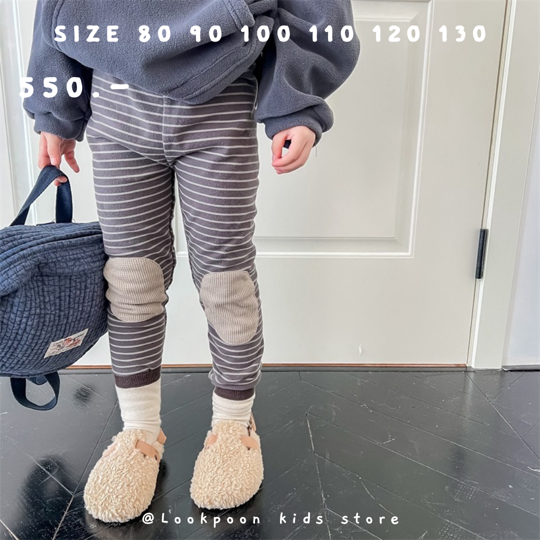 Winter❄️Brushed Warm Leggings เลกกิ้งกันหนาวบุขนลายขวางแต่งเข่า