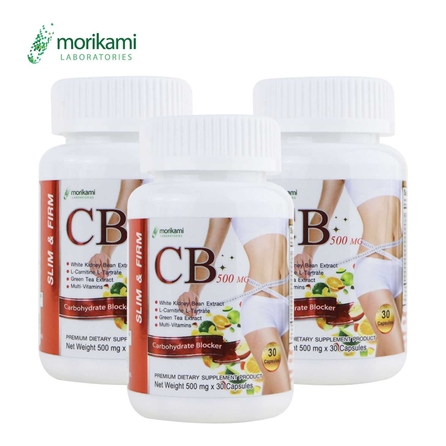 CB 500 ซีบี เผาผลาญไขมัน ลดปริมาณไขมัน และ คอเลสเตอรอล 500 x 3 ขวด morikami LABORATORIES โมริคามิ