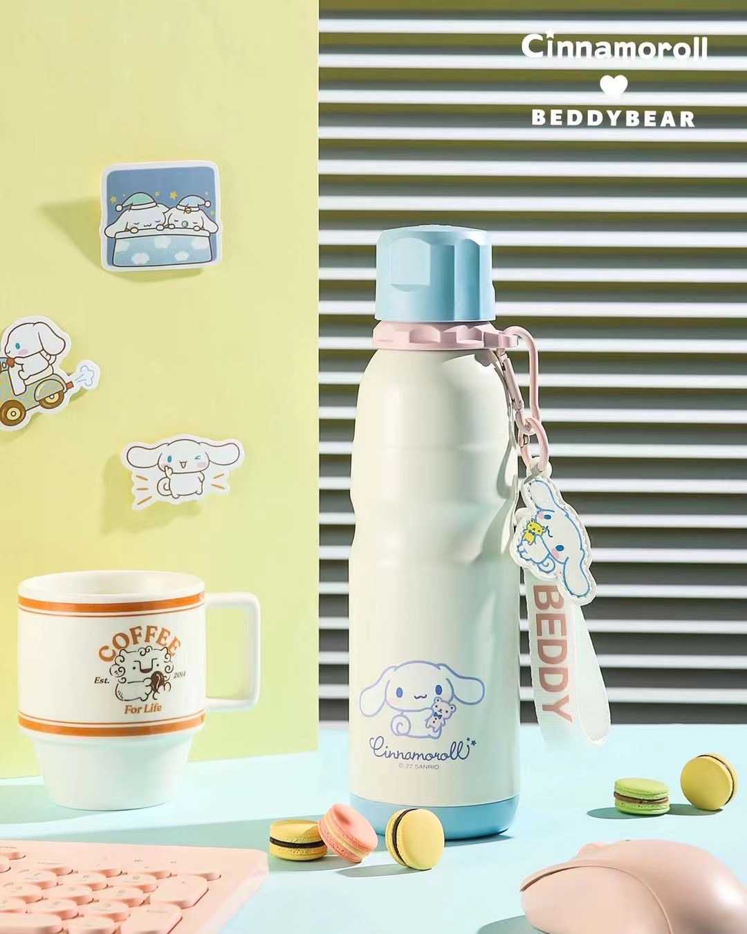 BeddyBearXCinnamoroll ขวดน้ำสูญญากาศ ยกดื่ม เก็บอุณหภูมิ ร้อน/เย็น  BBA004-008CR