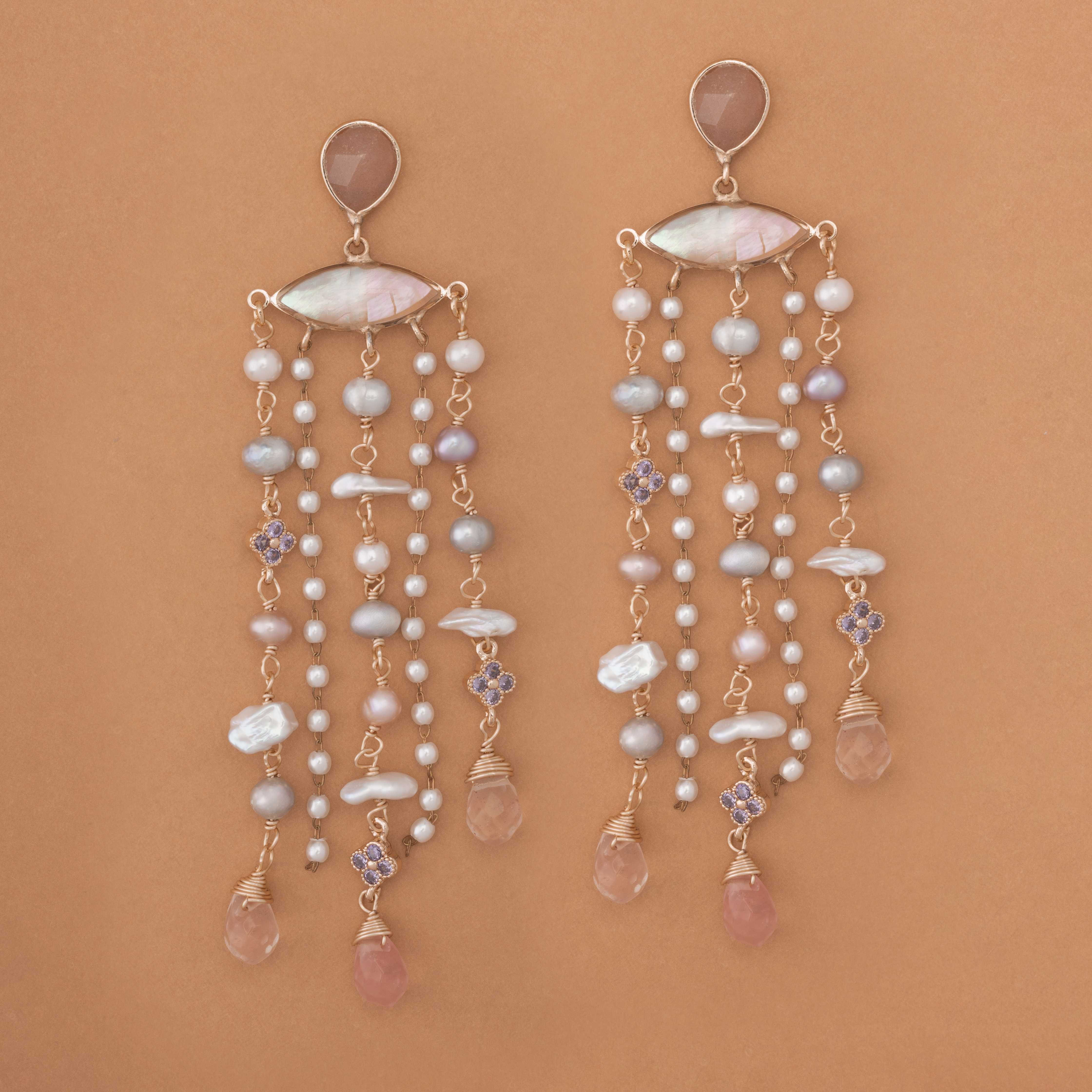 ROSE QUARTZ WATERFALL EARRINGS