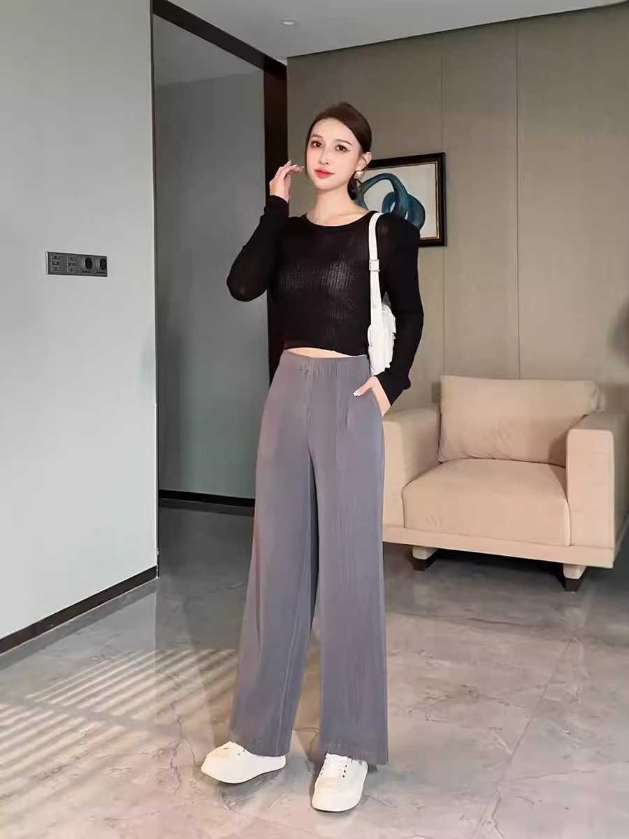 Pleatbynisa A548 กางเกงอัดพลีท เนื้อผ้าPolyester100%