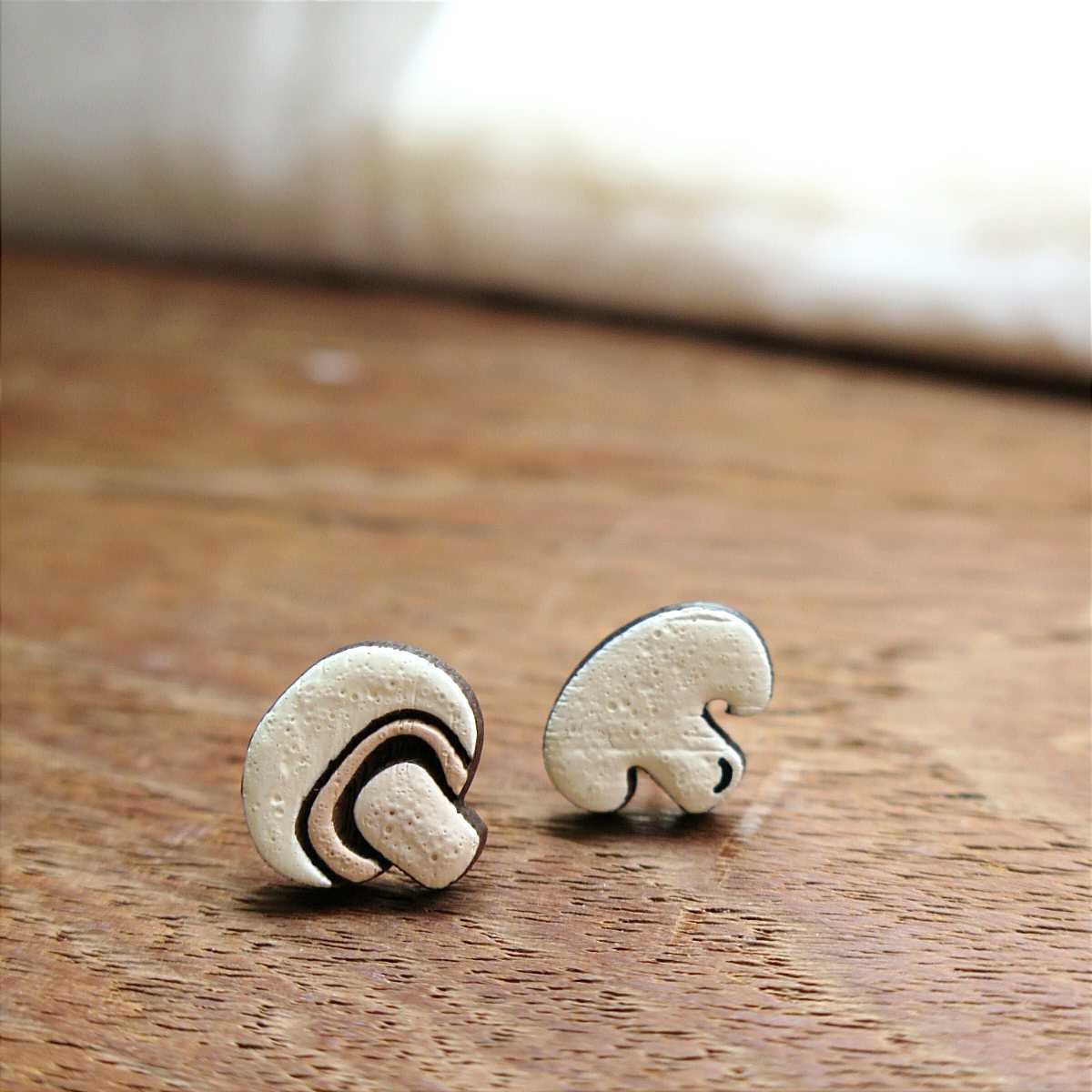 Wooden earring mushroom