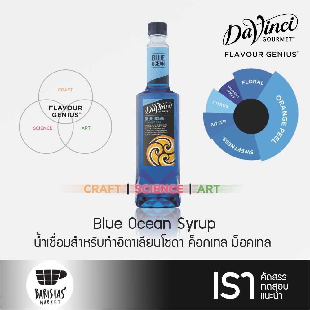 DaVinci  Blue Ocean Syrup 750ml น้ำเชื่อมสำหรับทำอิตาเลียนโซดา ค็อกเทล ม็อคเทล