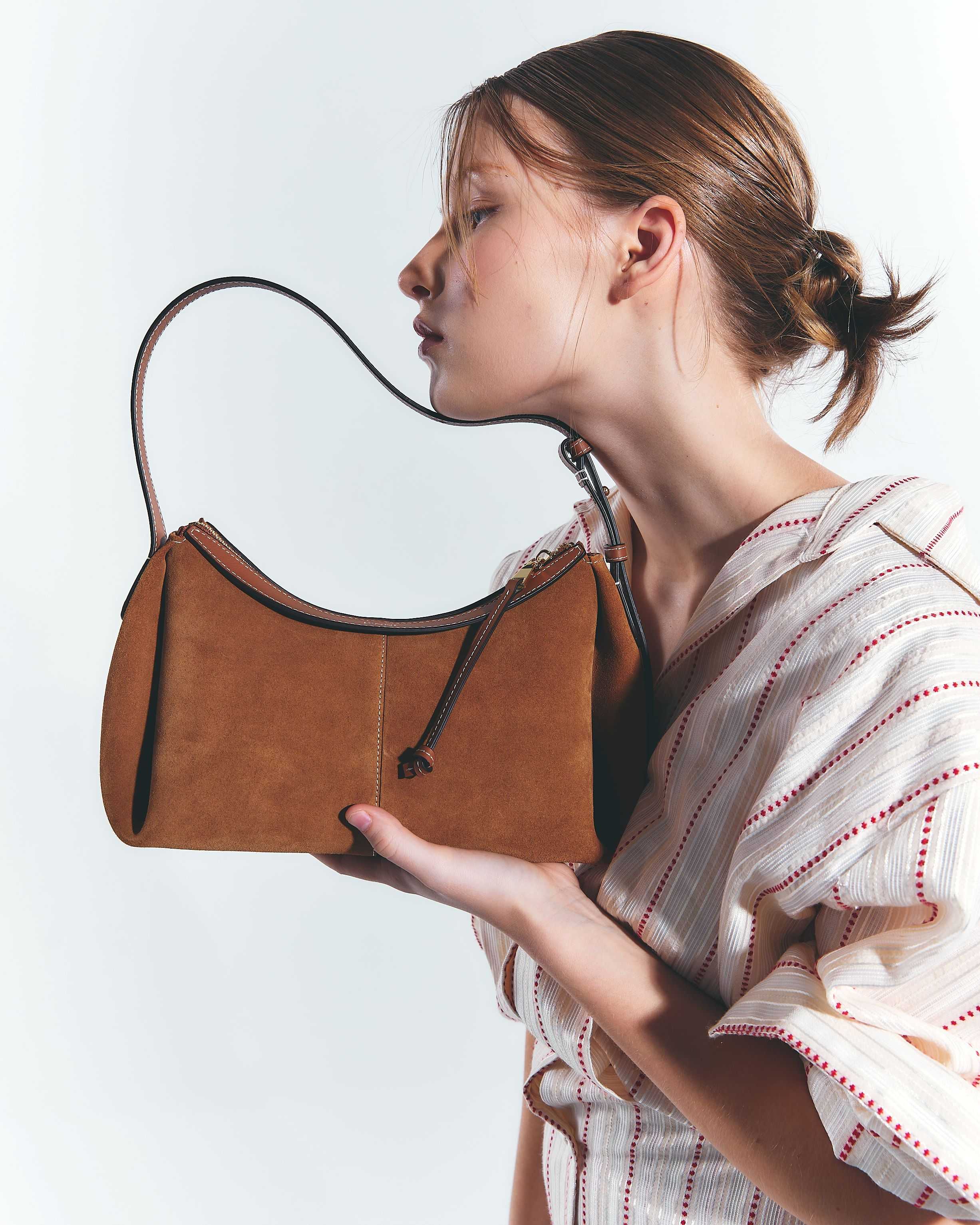KITH SHOULDER BAG Tan-Suede