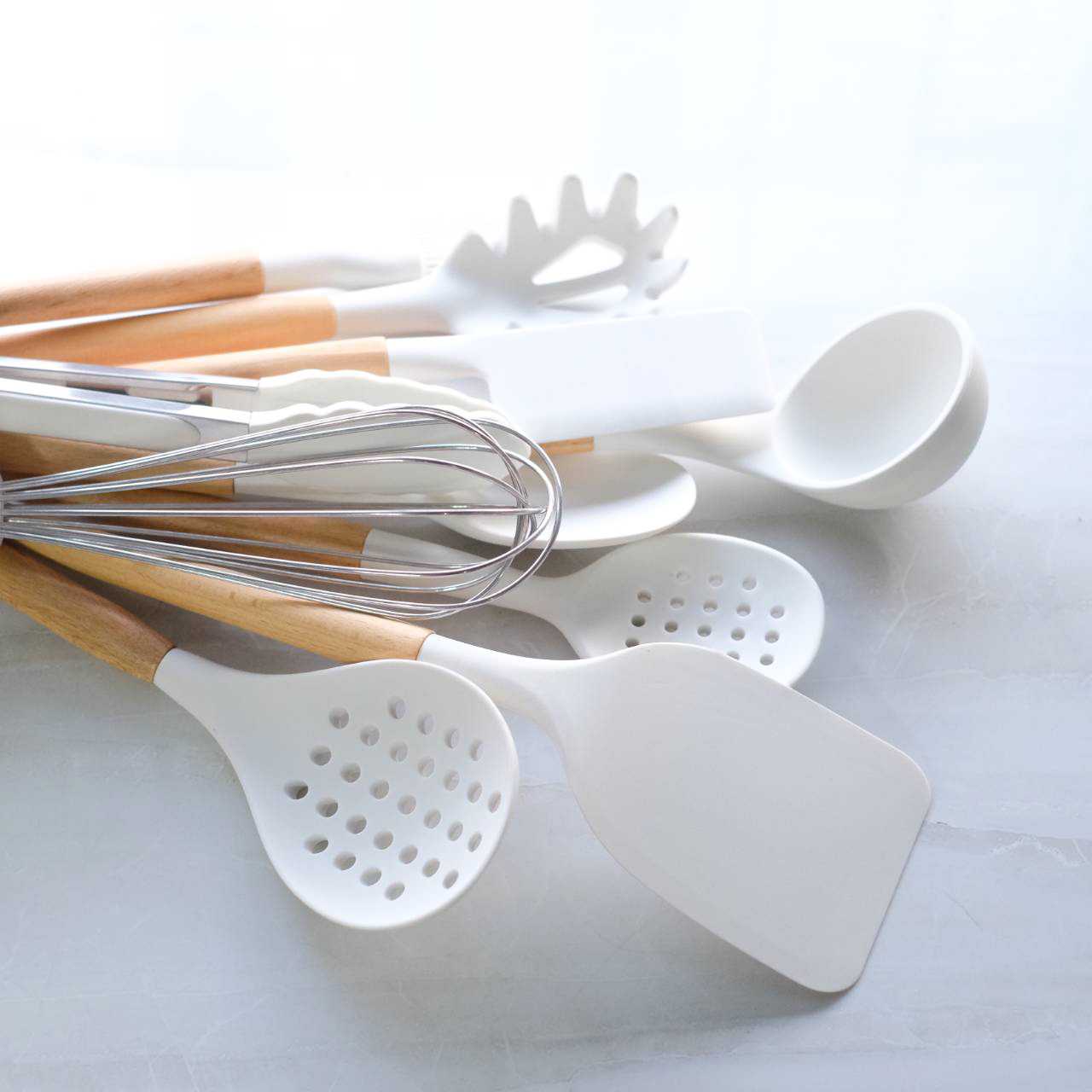 White silicone spatula : เซทตะหลิว 10 ชิ้น ซิลิโคนฟู้ดเกรด