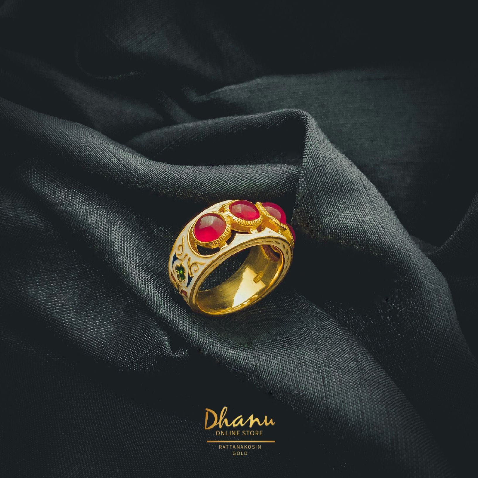 แหวนทับทิมลงยาพลอยแถว Ruby Ring