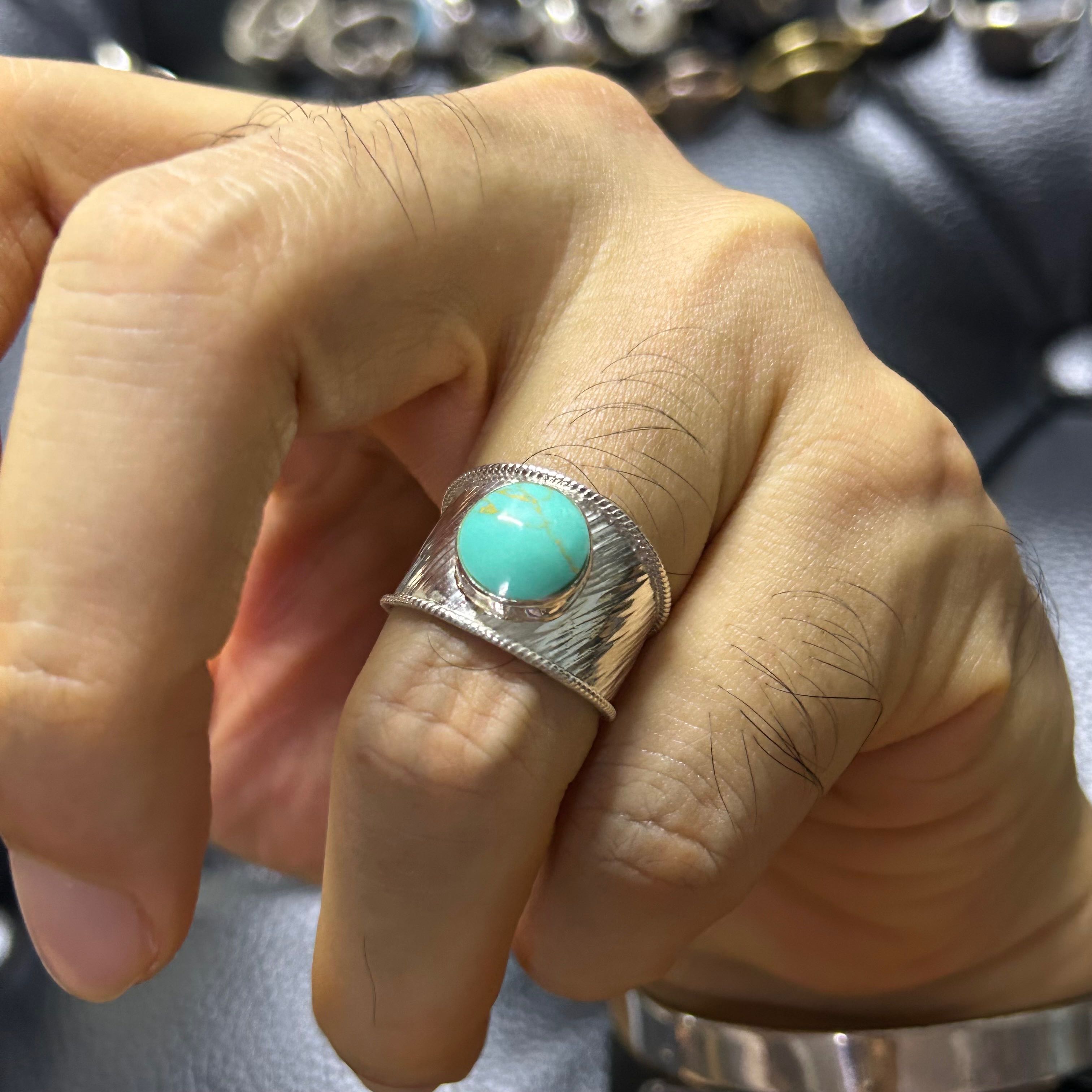 แหวนเงินแท้925 ประดับTurquoise ขนาด58
