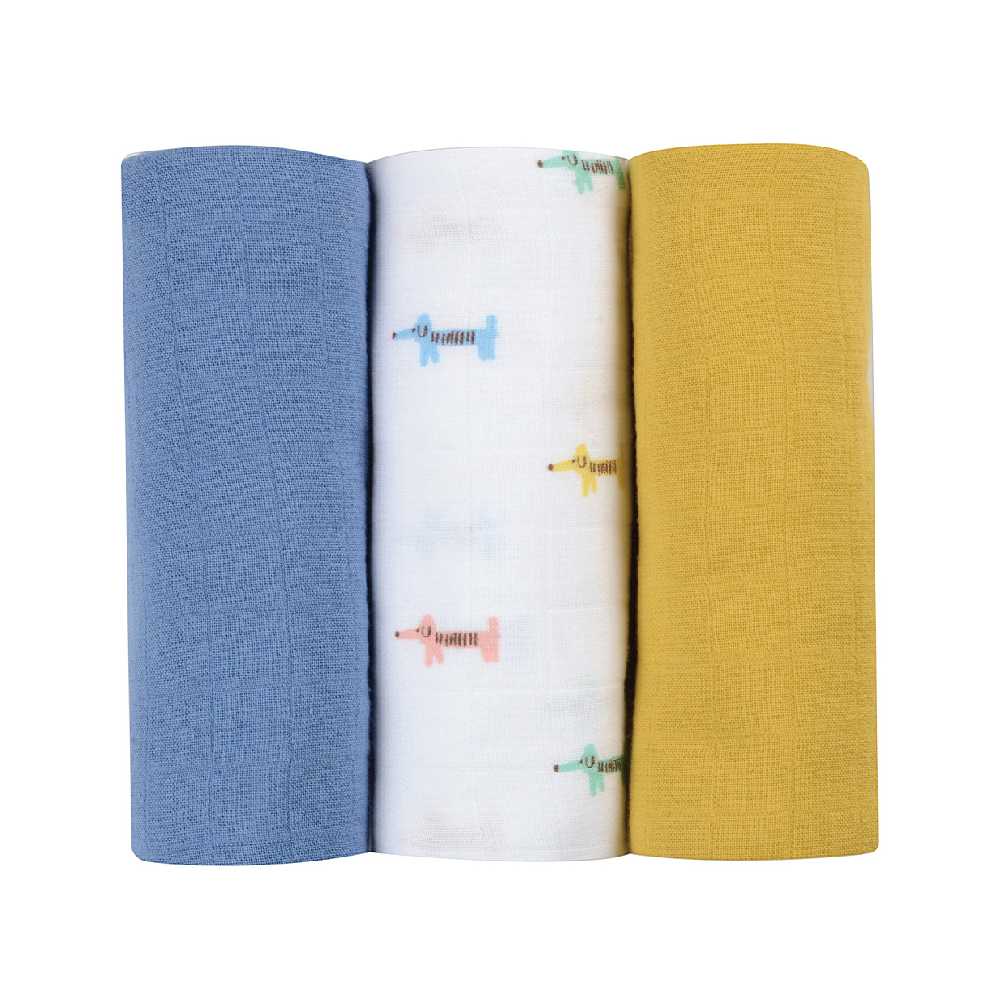 BEABA ผ้าอ้อมเอนกประสงค์ Pack of 3 Muslins Organic Cotton - Teckel Beige