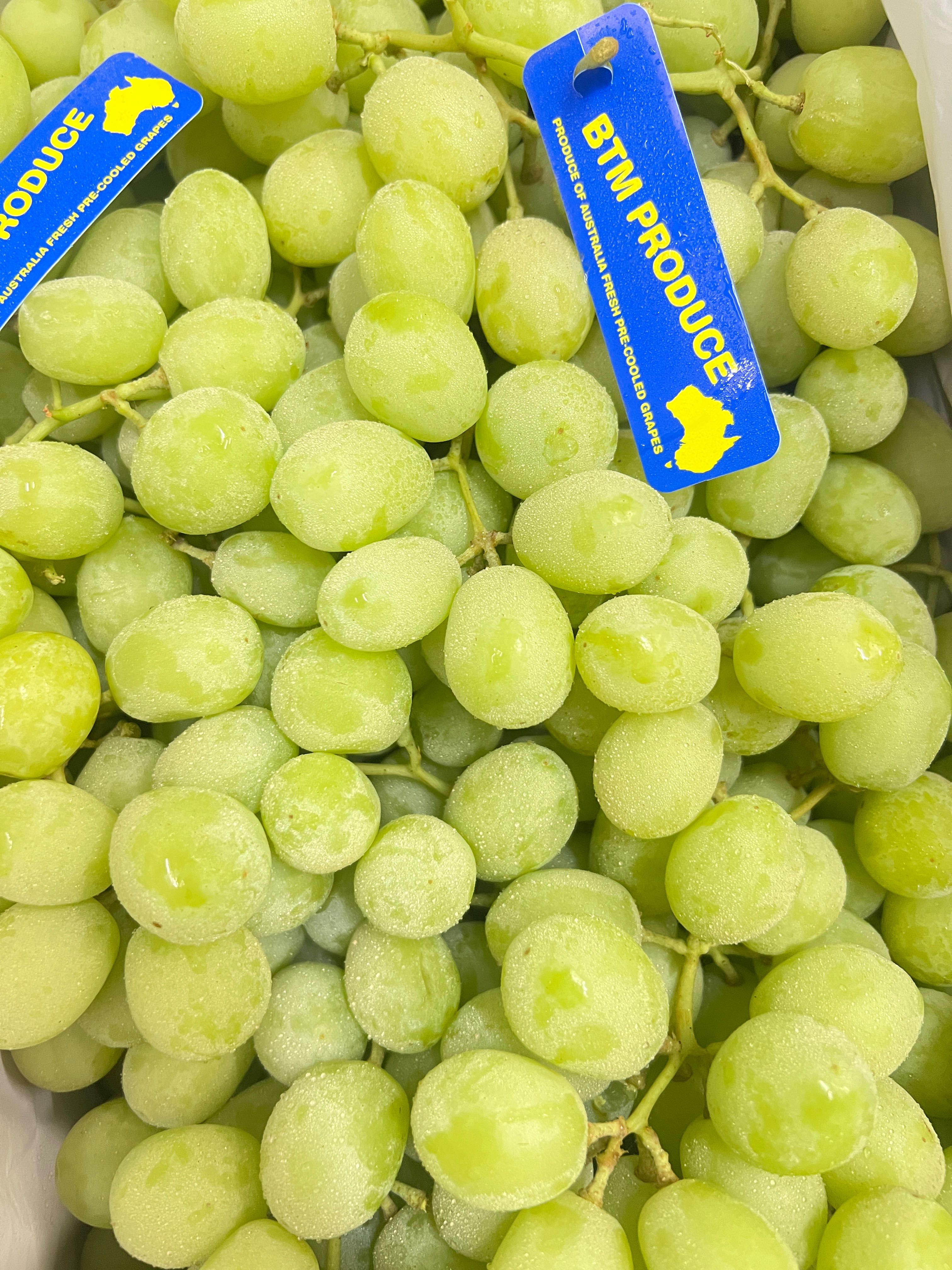 มาใหม่ องุ่นเขียวไร้เมล็ด นำเข้า AUS (Seedless grapes 400g.) ลูกกรอบ ผลใหญ่ หวาน
