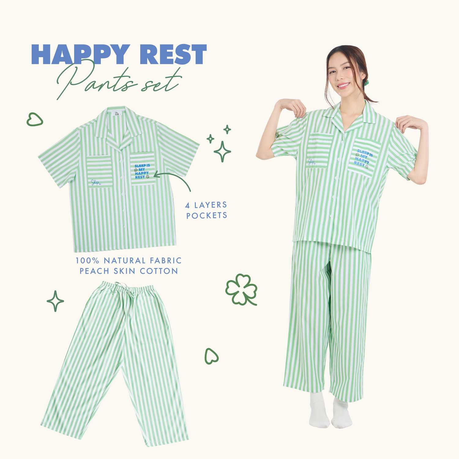 Sleepis ชุดนอนโนบรา-Happy Rest Pants set