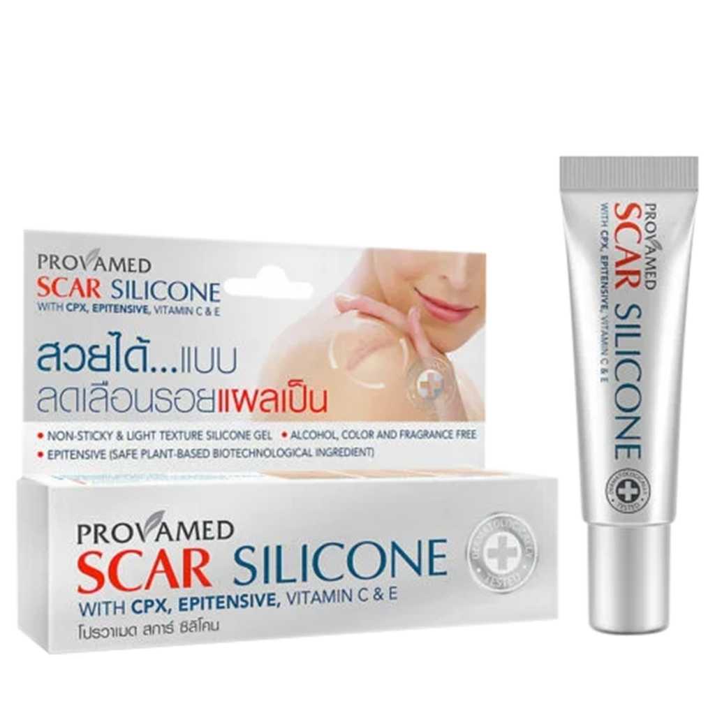 Provamed Scar Silicone โปรวาเมด สการ์ ซิลิโคน 10 กรัม ดูแลผิวที่มีรอยแผลเป็น แผลไฟไหม้ น้ำร้อนลวก