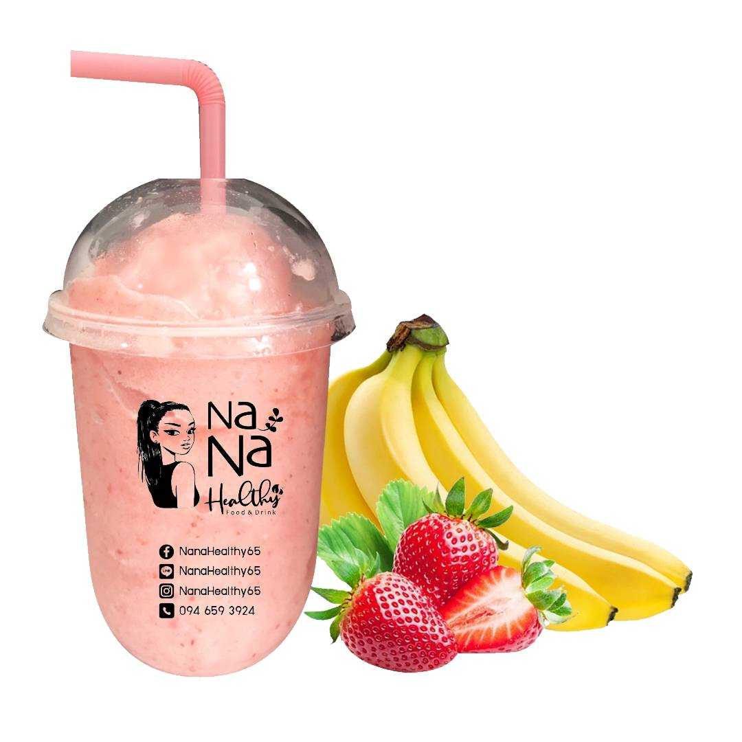 สตรอเบอร์รี่+กล้วยหอมปั่น / Strawberry + Banana Smoothie