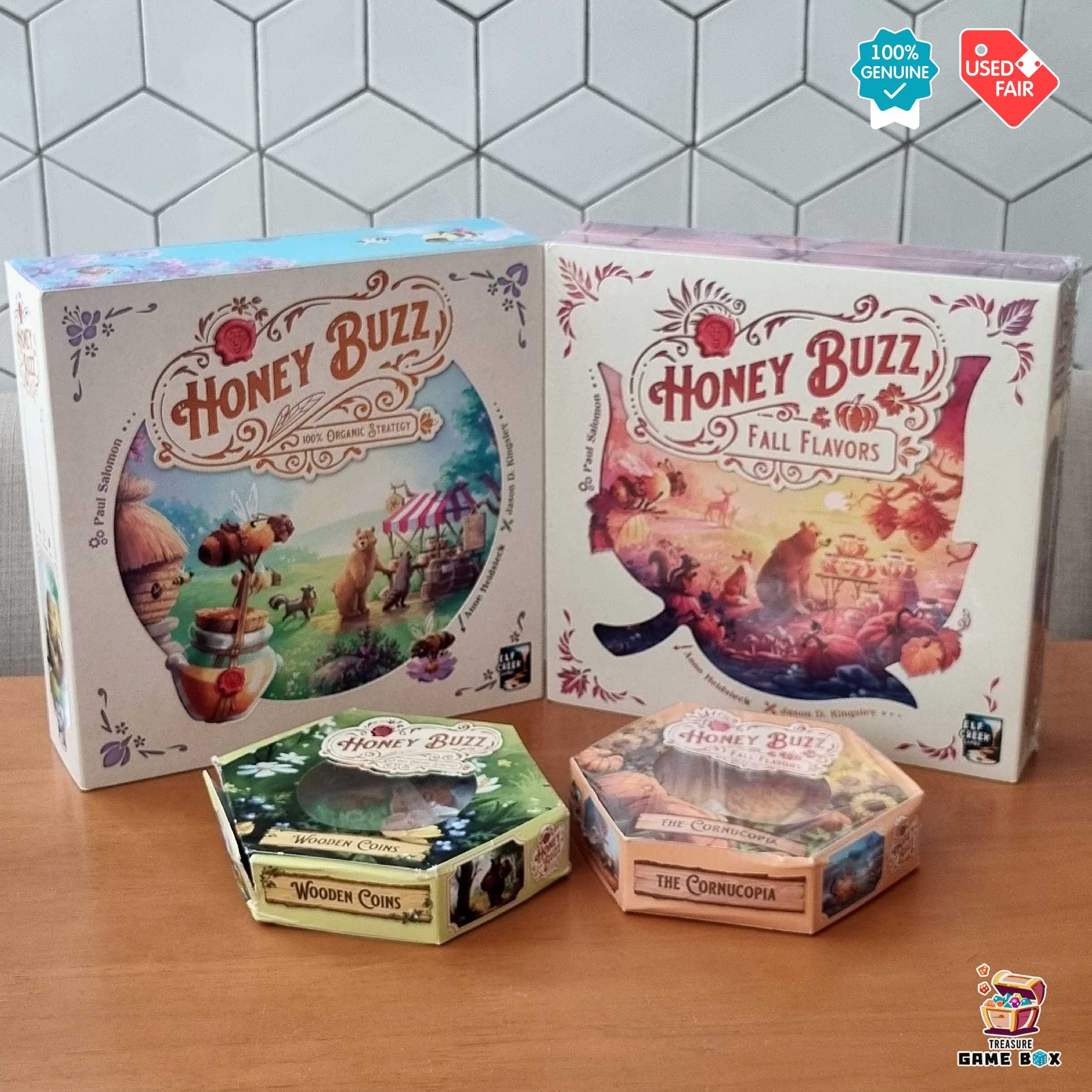 Honey Buzz Deluxe edition 
 + 3 Expansions
 + Wooden Coins (ENG) [Board Game แท้]