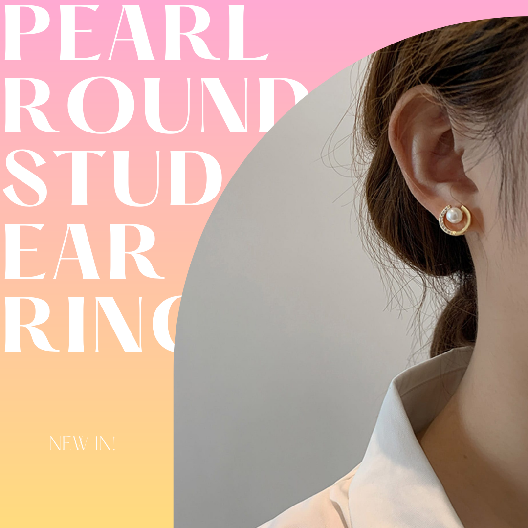 Pearl round stud earrings