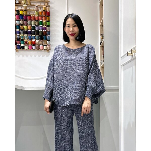 2MUAY รุ่น GJO11203 เสื้ออัดพลีท BAT SLEEVE METALLIC KNIT PLEATED TOP 8 สี FREE SIZE