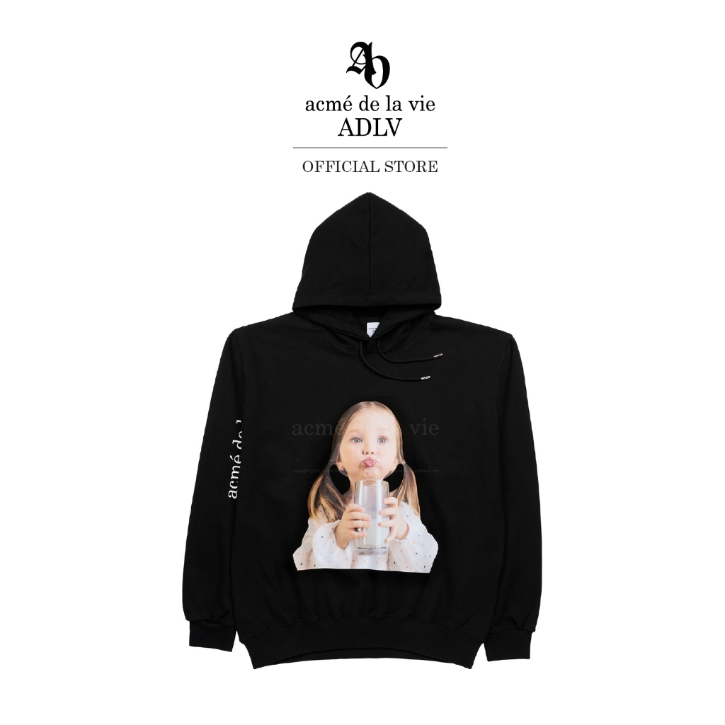 ADLV [acme de la vie] เสื้อฮู้ดดี้แขนยาว รุ่น Baby Face Milk Girl Hoodie Black