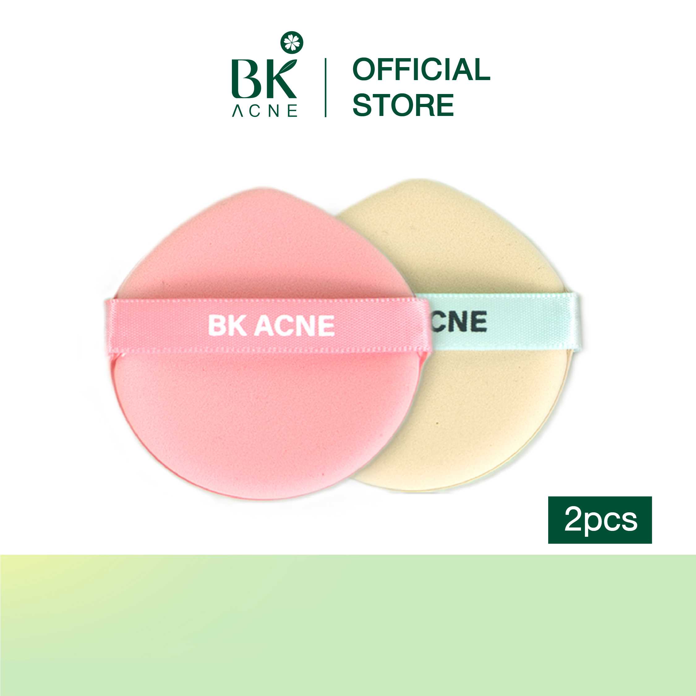 BK ACNE Puff  2 pcs  พัฟแต่งหน้า  คละสีชมพู เเละ สีเขียว  กันสิว ไม่ระคายเคือง  เหมาะกับผิวแพ้ง่าย