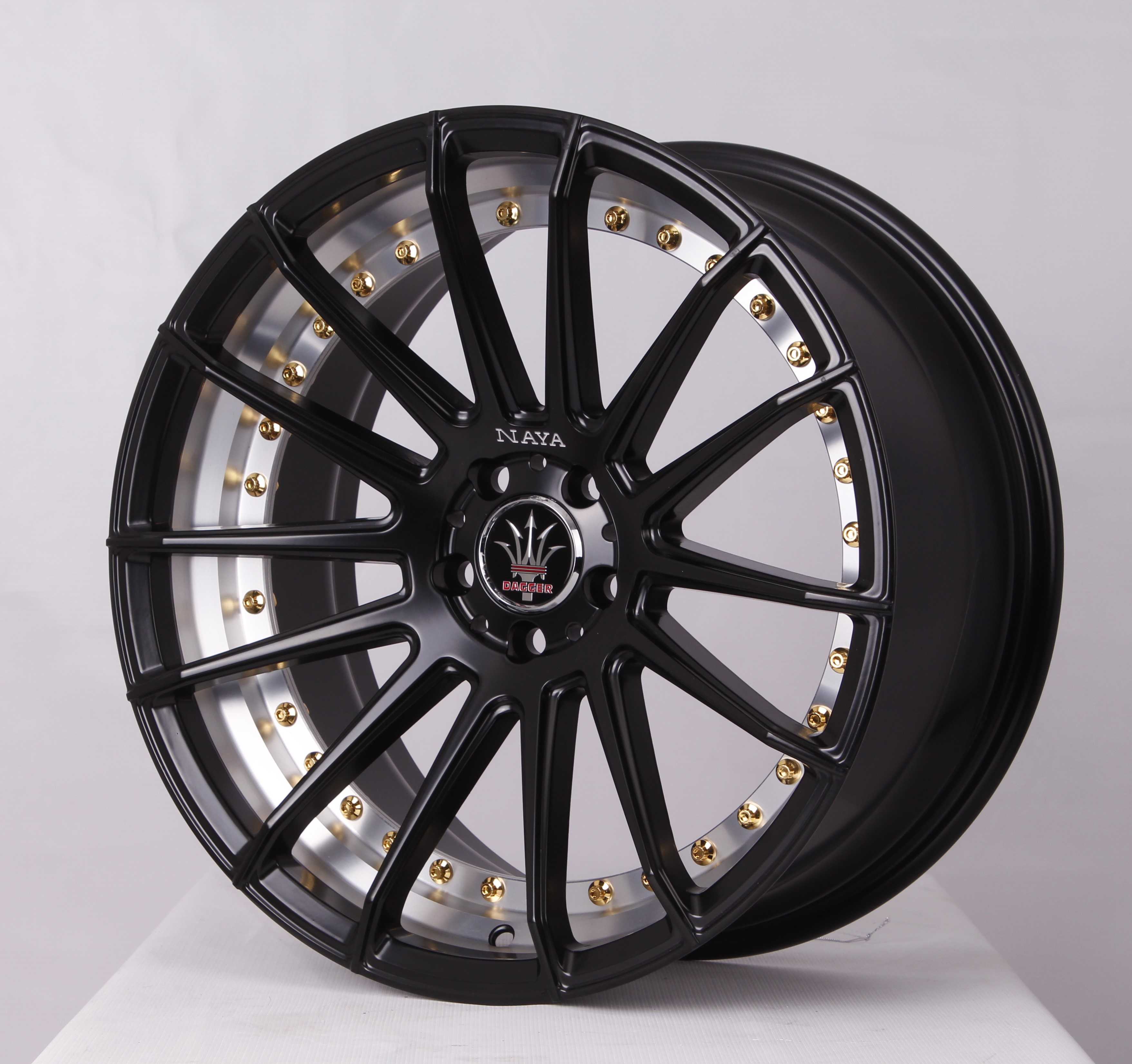 แม็กซ์ DAGGER/TAURUSA 18X9.0 5X114.3 ET40 CB.73.1 (N)BLK-XZ/M5(สีดำด้านหมุดทองCNCท้องล้อ+ตัวหนังสือ)