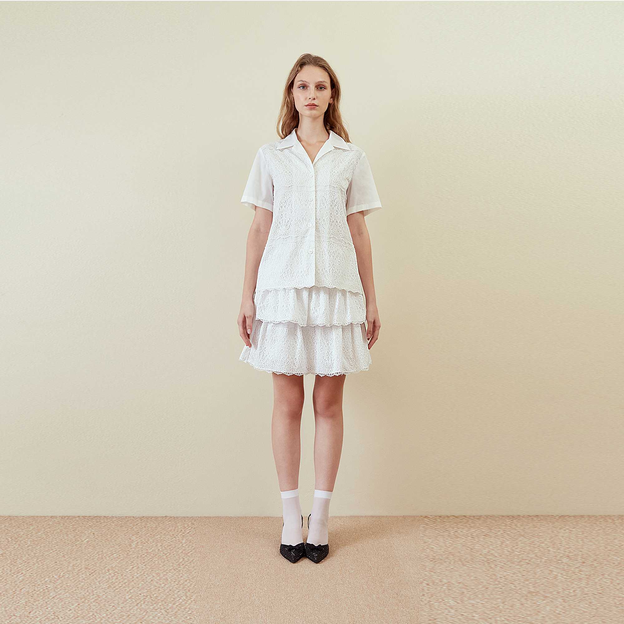 white lace skirt with lace trim