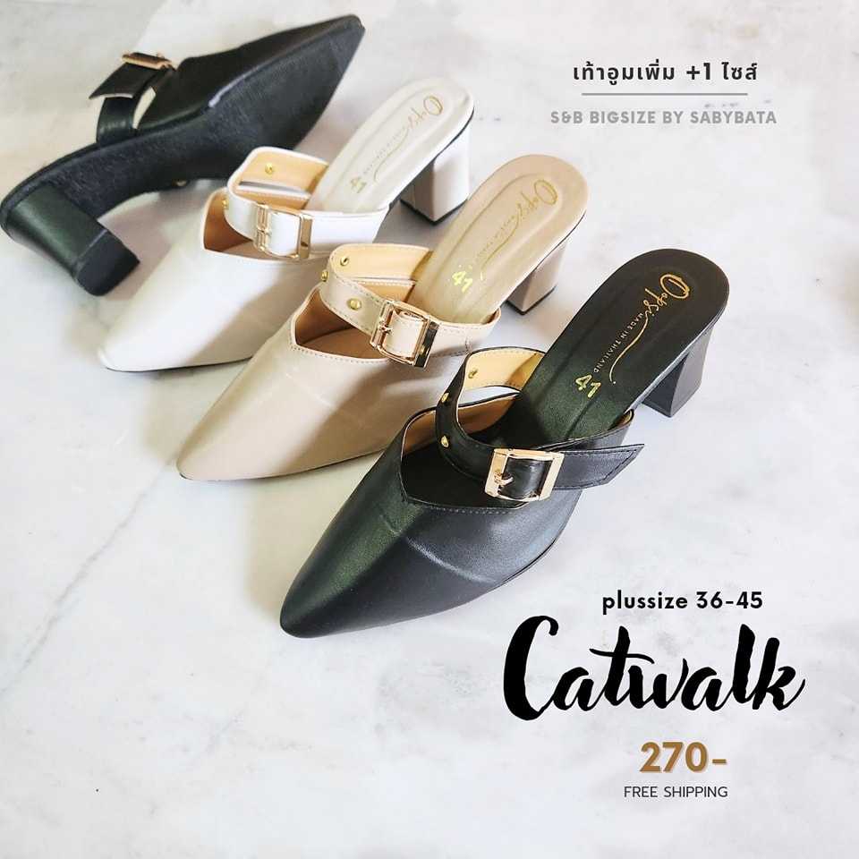 รองเท้าไซส์ใหญ่ สลิปเปอร์ 41-45 ส้น 2 นิ้ว ไซส์ใหญ่ Bigsize  รุ่น Catwalk