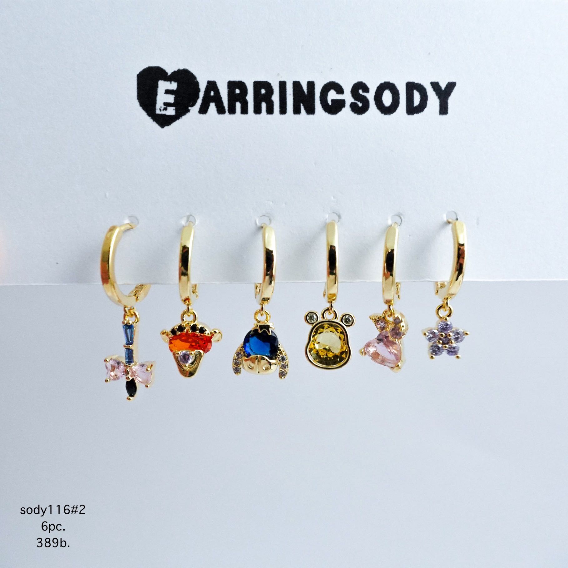 Sody116#2 Fairytales collection ต่างหูห่วงเงินแท้925 ชุบทอง18k