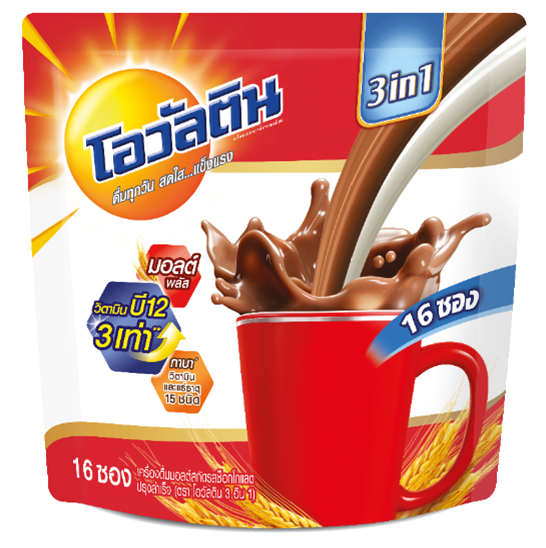 โอวัลติน 3 in 1 รุ่น 16 ซอง (บรรจุ 12 แพ็คx 16ซอง)
