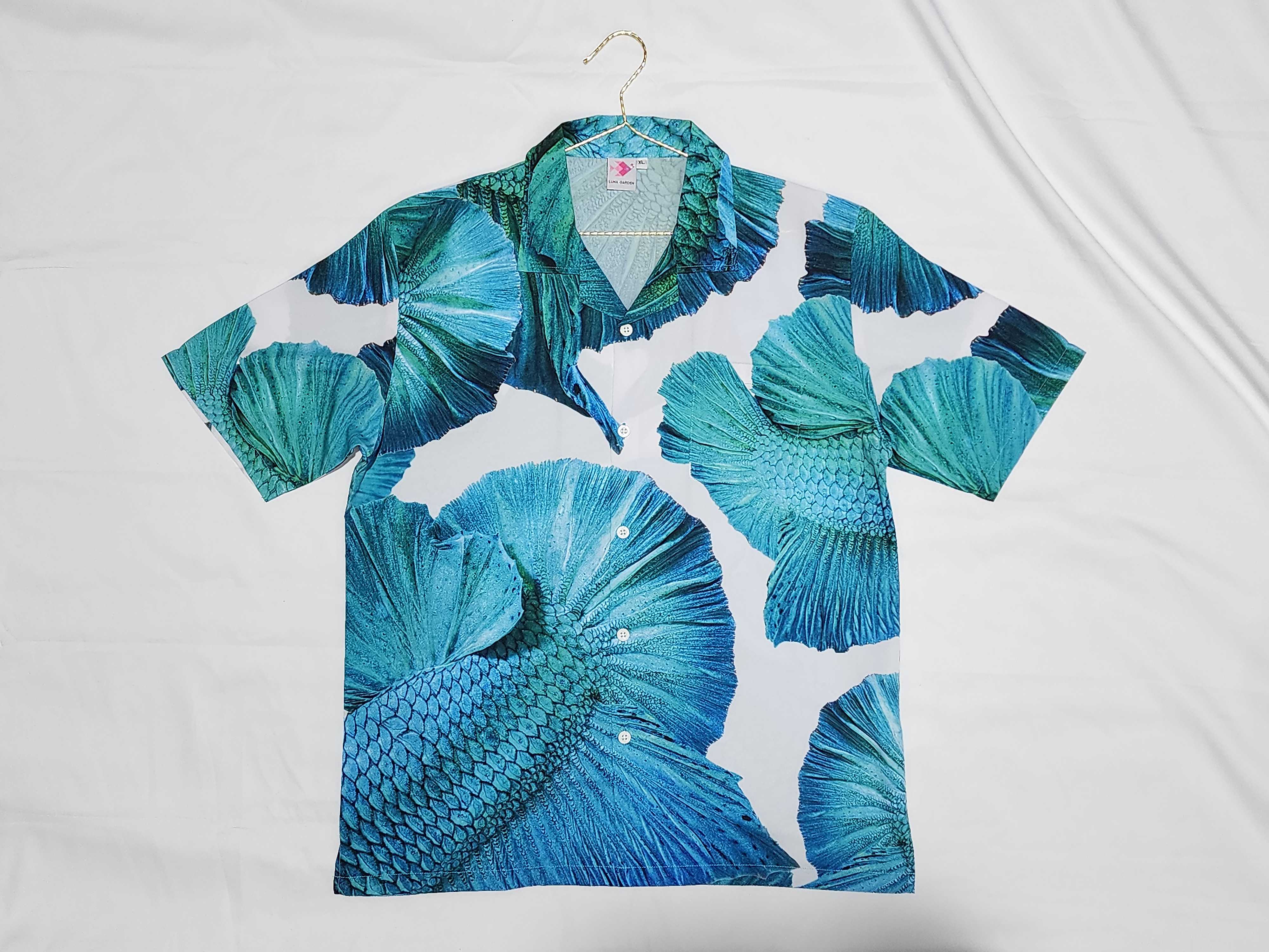 Kaset Green Mix Betta Hawaii Shirt - Green/White