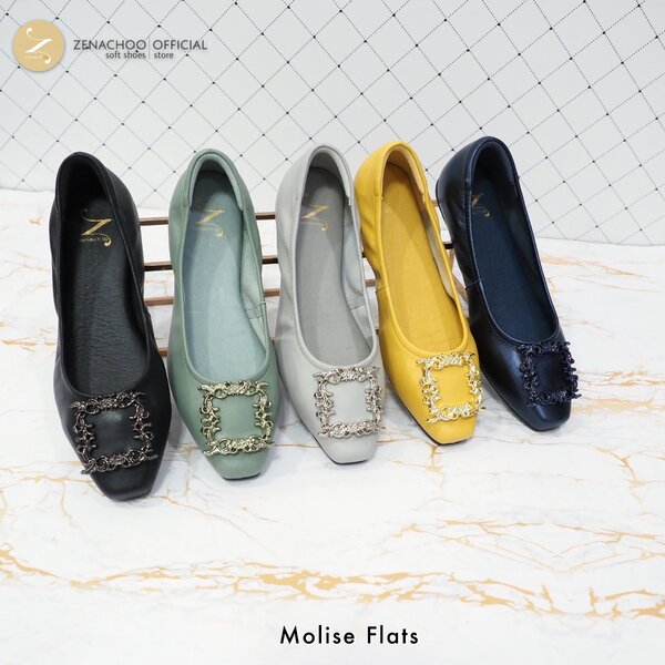 ทรงปกติ:สินค้าลดราคา ไม่รับเปลี่ยน-คืน ทุกกรณึ Zenachoo รุ่น Molise flat สูง 0.8 นิ้ว รองเท้าหนัง...