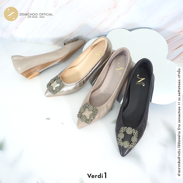 ทรงปกติ:เปลี่ยนไซส์ได้-ไม่รับคืน Zenachoo รุ่น Verdi1 สูง 1นิ้ว รองเท้าหนังแกะแท้ หนังนิ่ม พื้นนุ่ม