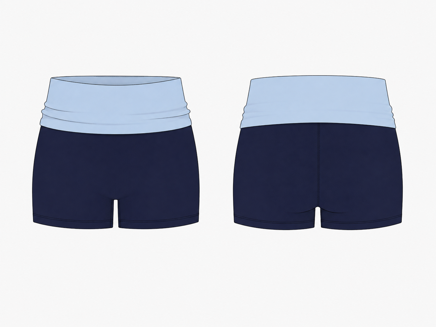 Layer Fold Shorts - Navy Blue