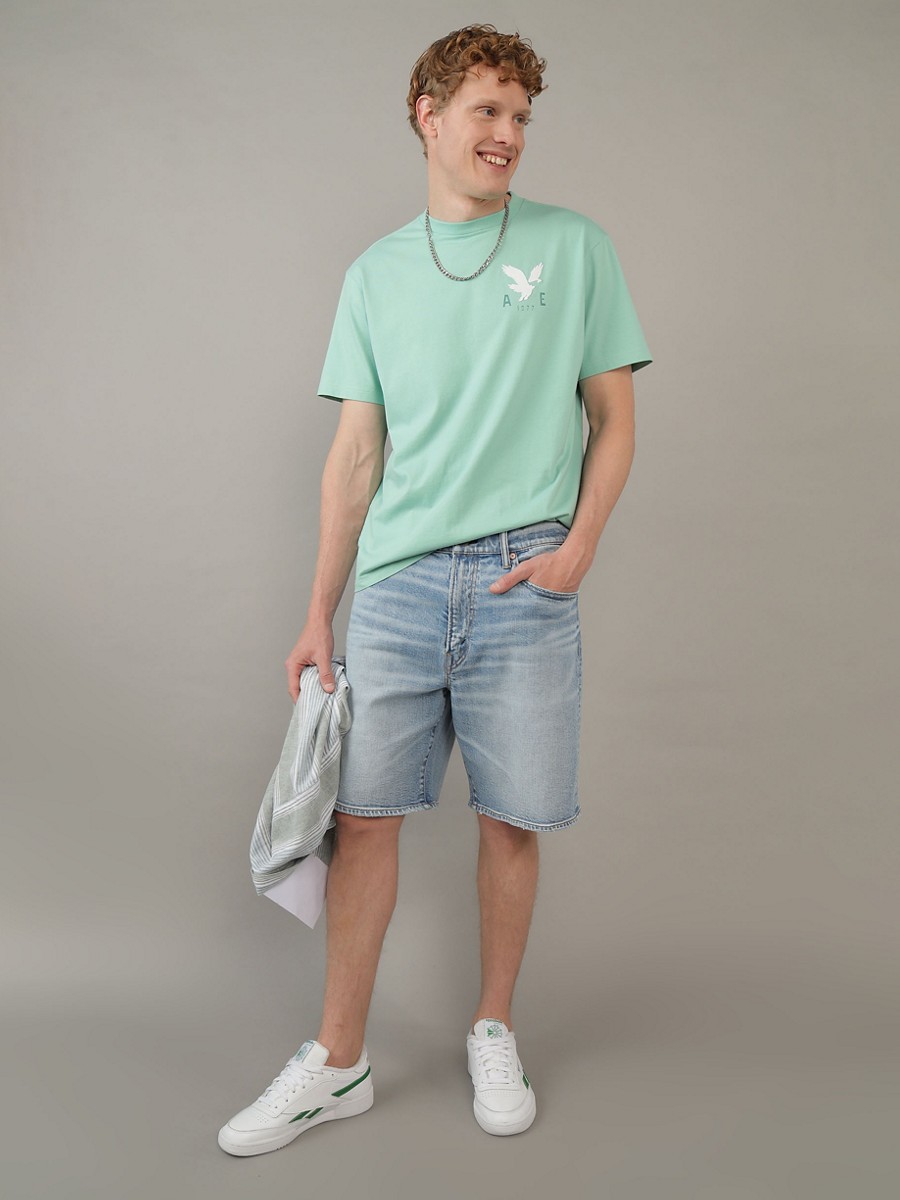 กางเกงขาสั้น ผู้ชาย MEDIUM CLEAN LOOSE DENIM SHORT - CLEAN FINISH ( 013-7647-980 )