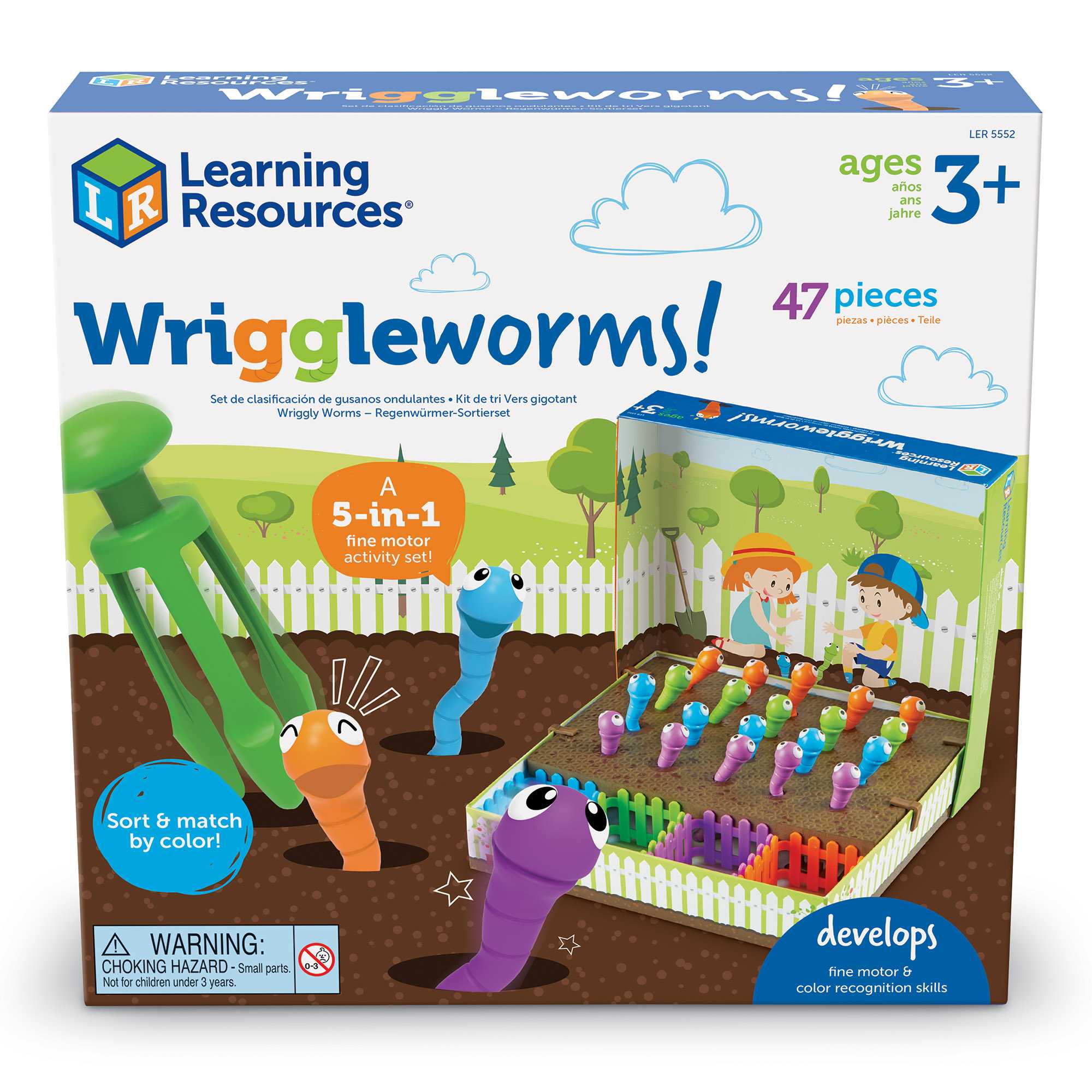 Learning Resources, Wriggleworms! Fine Motor Activity Set ชุดหนอนขยุกขยิก! ของเล่นเด็ก 3 ปี+