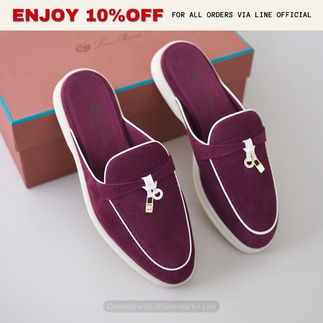 NEW! LORO PIANA Babouche Charms Walk Loafers สี Azuki Beans | Shoes
