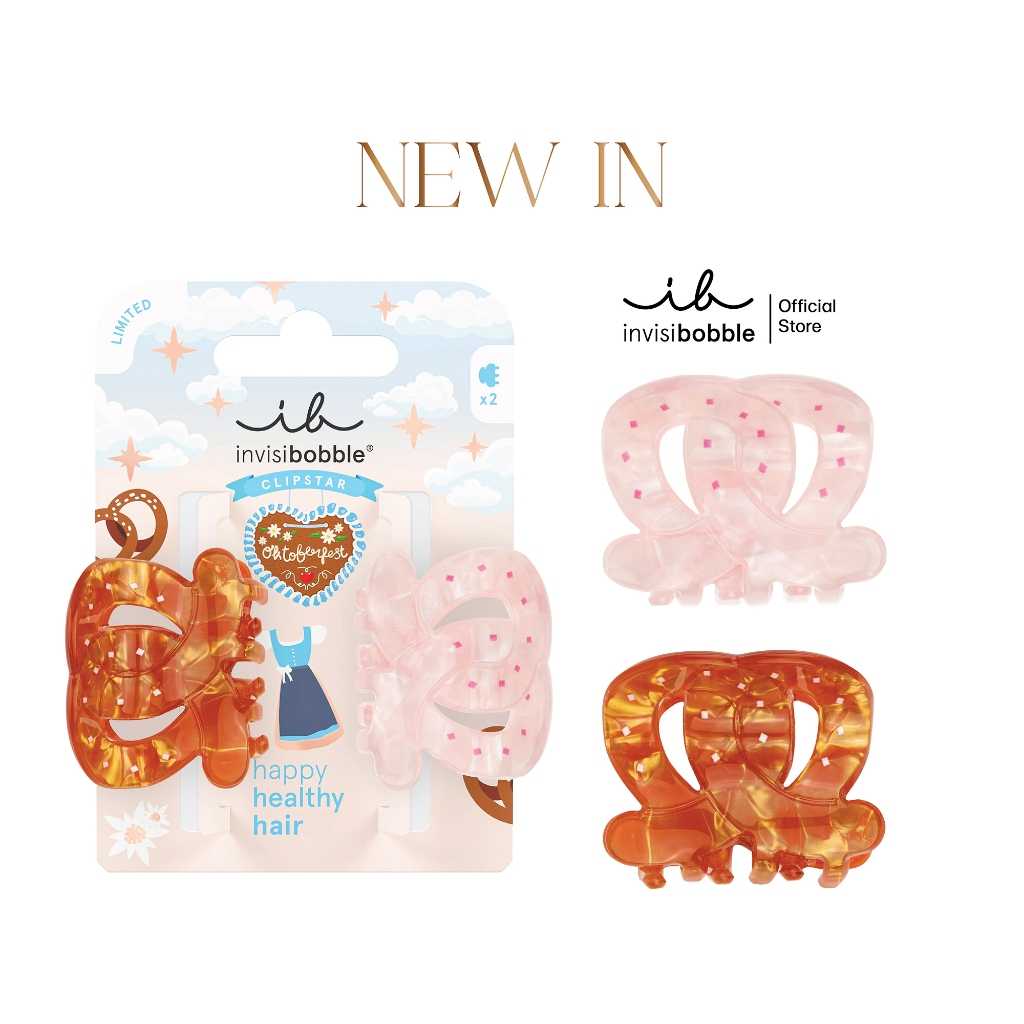 invisibobble กิ๊บหนีบผม ถนอมเส้นผม รุ่น Clipstar mini Pretzels Aufgebrezlt (1 กล่องบรรจุ 2 ชิ้น)