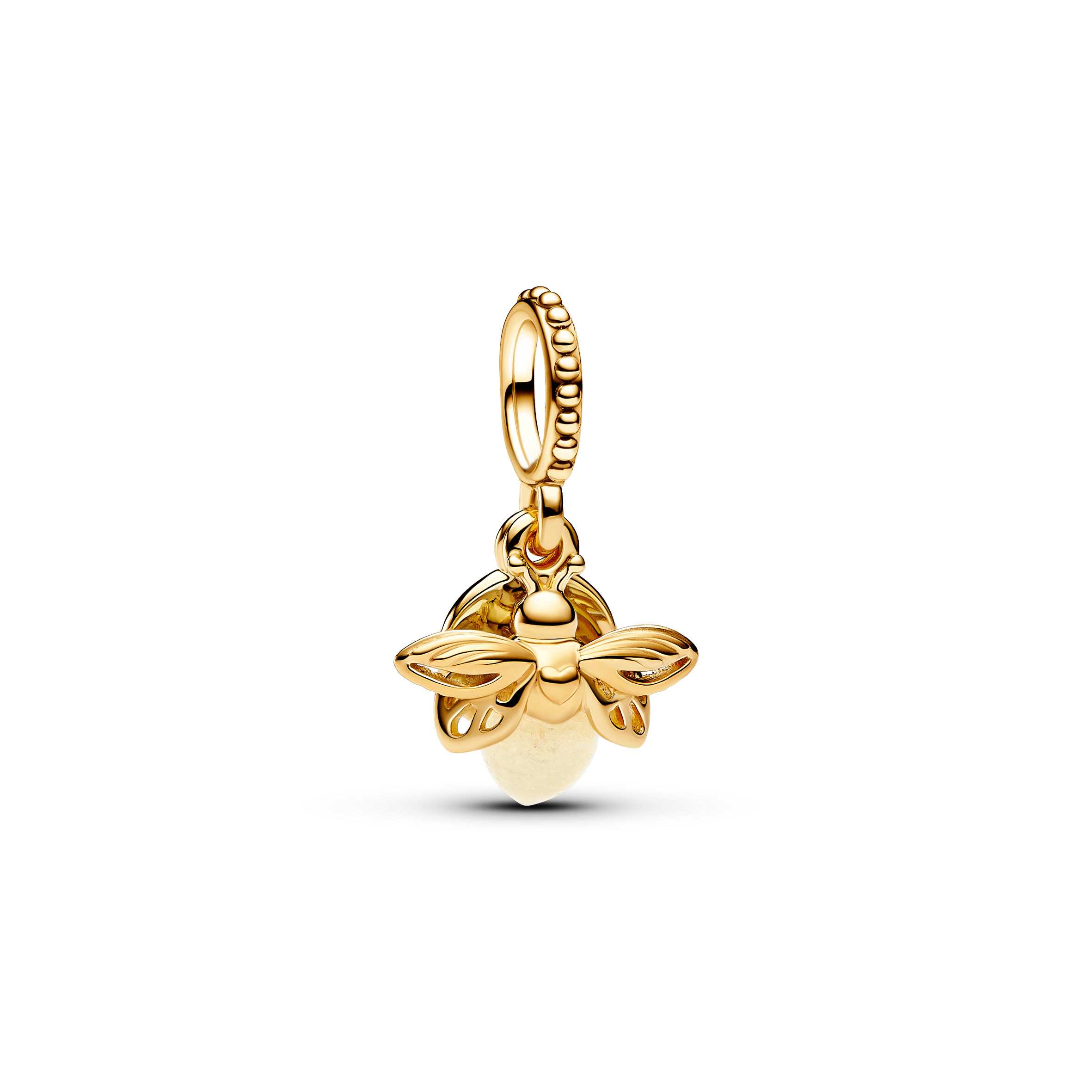 Firefly 14k gold-plated dangle with yellow photoluminescent glass