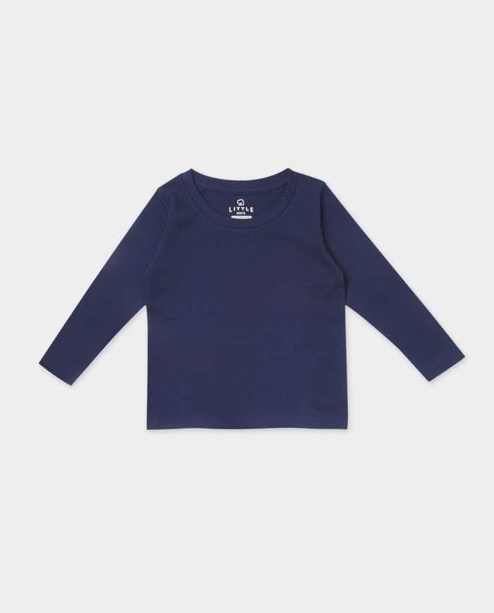 เสื้อแขนยาวเด็ก Kids Supersoft Long Sleeve Crew - Dark Navy