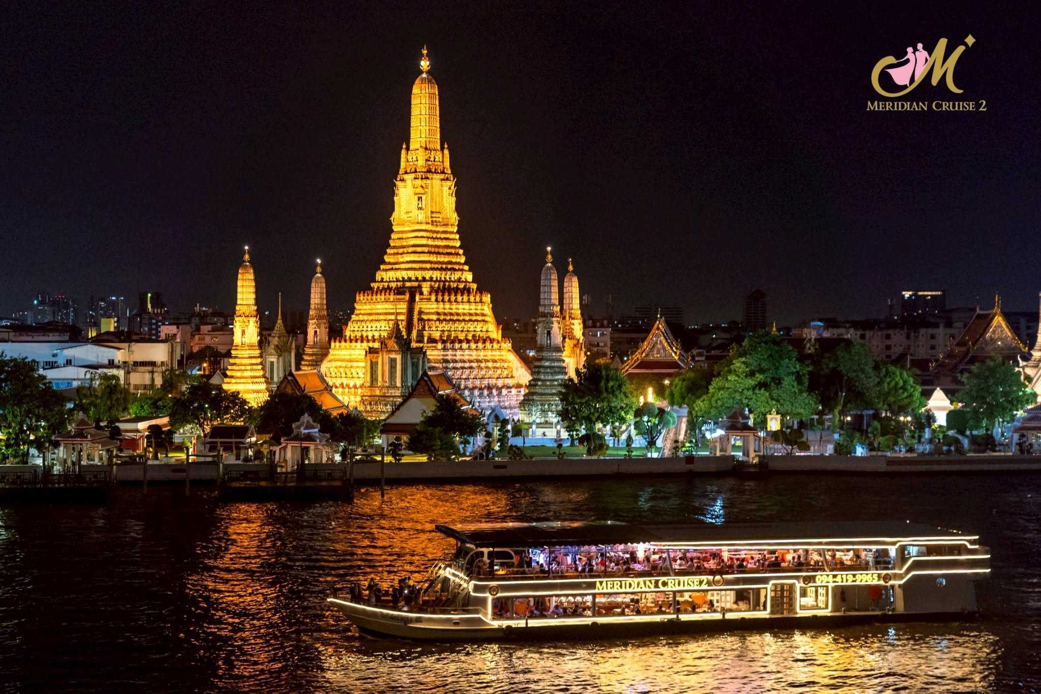 บัตรทานอาหาร และล่องเรือ International Dinner Buffet เรือ Meridien Cruise 2 ล่องเรือเจ้าพระยา