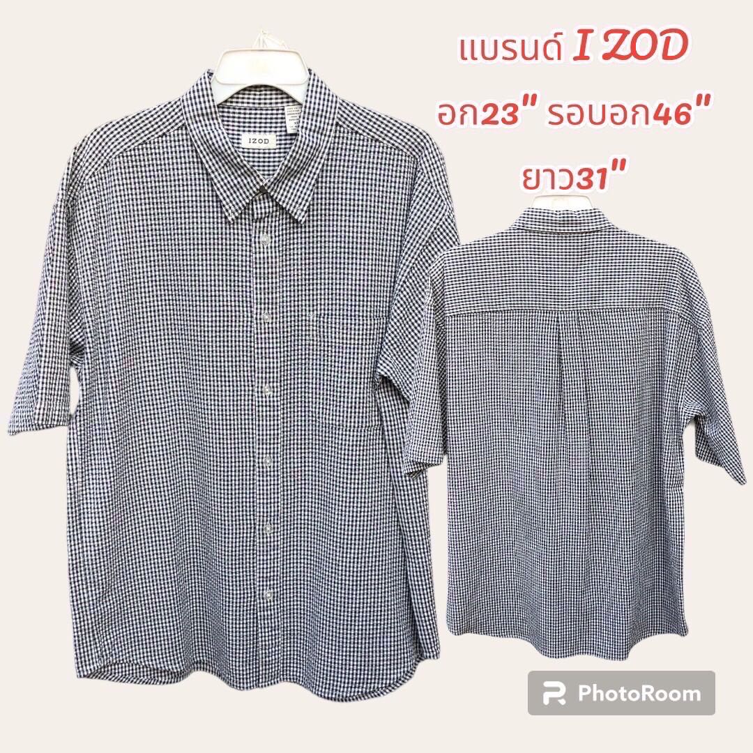 เสื้อเชิ้ตลายสก็อตแขนสั้น แบรนด์นอกUSAมือ2 สินค้าพร้อมจัดส่ง