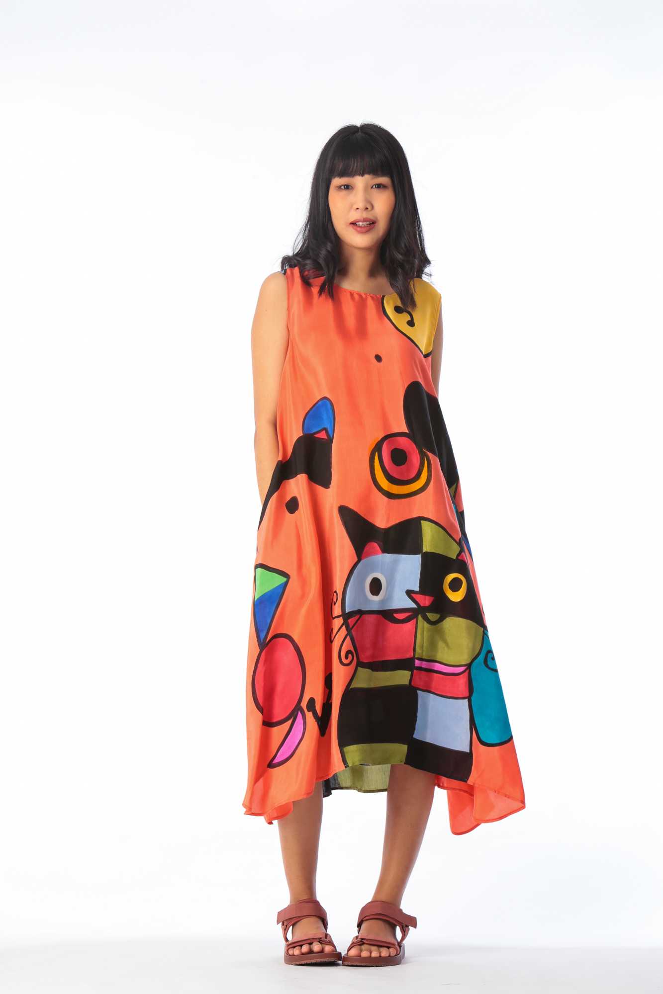 (Pre-Order) Sac Sleeveless Dress Cotton Silk Hand paint